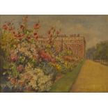 A L Eckford, British exh 1902-5- "The Terrace, Hampton Court"; oil on canvas board,