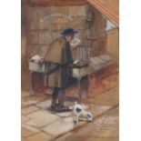 Stanley Lloyd, British 1881-1954- The bookseller; watercolour and gouache, signed, 37.5x25.