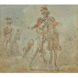 Attributed to Sir John James Steuart of Allanbank, British 1779-1849- Soldiers on horseback; pen,