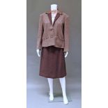 Chanel Creations: a brown and coffee tweed two piece skirt and jacket suit,