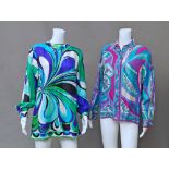 Emilio Pucci: A silk blouse, with rear zip, purple, blue and green colourway,