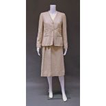 Chanel Creations: a cream wool slub skirt and jacket suit,