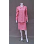 Chanel Boutique: a candy pink linen two piece skirt and jacket suit,