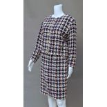 Chanel Boutique: a loose-weave wool houndstooth check skirt and jacket suit, cream, black, navy,