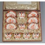 A cased set of Royal Crown Derby porcelain cups and saucers, 20th century,