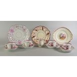 A set of five Sutherland lustre cups and six saucers, 19th century,