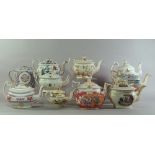 A collection of eleven ceramic teapots, 19th century, to include Chinese famille rose,