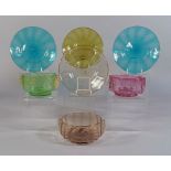 A set of three Venetian glass bowls and stands, 20th century,