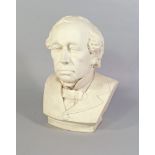 A Goss statuary porcelain bust of Disraeli, 19th century, with impressed mark to back for W H Goss,