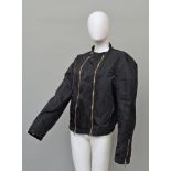 Thierry Mugler: a men's black nylon collarless bomber jacket,