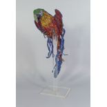 A beadwork model of a parrot, approx 55cm long.