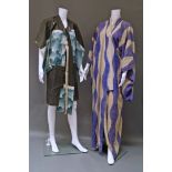 A collection of six kimonos, 20th century, various designs, together with a quantity of obi.