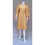 Diorling by Christian Dior: number 017054 and 017118, a peach wool dress and jacket suit,