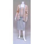 Christian Dior: a pastel knit jacket, top and skirt,