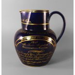 An English pottery and gilt commemorative election jug, early 19th century,