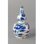 A Dutch tin glazed blue and white double gourd vase, 17th century,