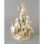 A Continental porcelain figure group of four cherubs representing the Arts, possibly French,