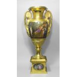 An Impressive French Empire gilt porcelain vase, possibly Paris, 19th century, signed A.