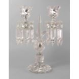 A Baccarat glass two light candelabra, 20th century,