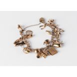 A 9ct gold curb link charm bracelet,