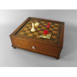 A Victorian mahogany, rosewood and banded inlay games board,