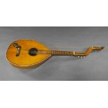 A Swedish swan necked lute, late 19th/early 20th century, the body with ivory and inlaid stringing,