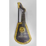 An English Buchinger Barry Harp lute guitar, early/mid 19th century, of ebonised wood,