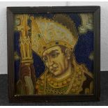 A Continental glass bead picture of a Bishop, late 19th/early 20th century,