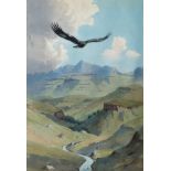 John Cyril Harrison, British 1898-1985- “African Black Eagle in Giant's Castle Nature Reserve,