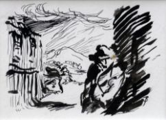 *AR JACK BUTLER YEATS RHA (1871-1957) Irish
Figure in Landscape
Pen,