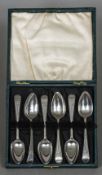 A set of six George III silver coffee spoons, hallmarked London 1798
With bright cut decoration,