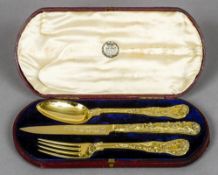 A George IV silver gilt Christening set, hallmarked London 1822,