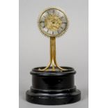 A 19th century verge pendulum clock
Of sunburst form, the dial centred with a religious scene,