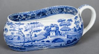 A mid 19th century Copeland blue and white pottery bourdaloue
Transfer decorated with the Tower