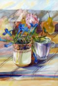 *AR ELIZABETH JANE LLOYD (1928-1995) British
Flowers on a Table
Watercolour
Old label to verso for