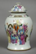 A Chinese porcelain baluster vase and cover
Decorated with various figures,