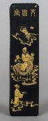 A small Chinese ink block
The front decorated in gilt with a courtly figure on a horse with