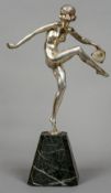 After PIERRE LAUREL (1892-1962) French
Tambourine Dancer
Silvered bronze,