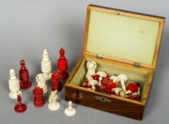 A 19th century carved and stained bone chess set
The Kings 9 cm high.