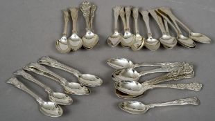 Five sets of various Georgian and Victorian silver teaspoons,