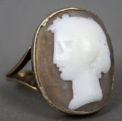 A 19th century unmarked gold cameo ring
Typically decorated with a female bust.