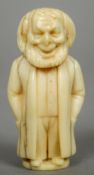 A 19th century carved ivory figure
Possibly a Jewish gentleman.  6 cm high.