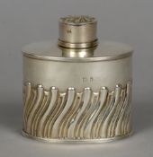 A Victorian silver tea caddy, marks rubbed but probably Birmingham 1893,