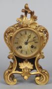 A 19th century ormolu cased mantel clock
The silvered dial with Roman numerals and bell striking