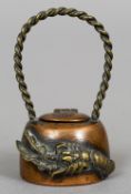 A 19th century Japanese bronze inkwell
Modelled as a basket.  6.5 cm high overall.