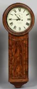 A 19th century mahogany and rosewood banded Norwich type eight day chiming drop dial wall clock
The