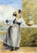 MARY A. WARDLOW (Exhibited 1886-1914) British
Collecting Water
Watercolour
Signed with initials
24.