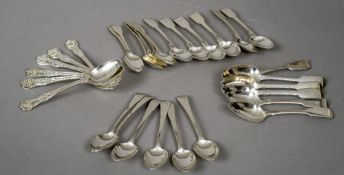 Five sets of various Georgian and Victorian silver teaspoons,