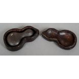 A small Chinese carved hardstone brush washer
Of double gourd form, with organic decoration,