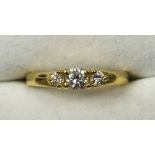 A fine quality 18 ct gold three stone diamond ring CONDITION REPORTS: Overall good,